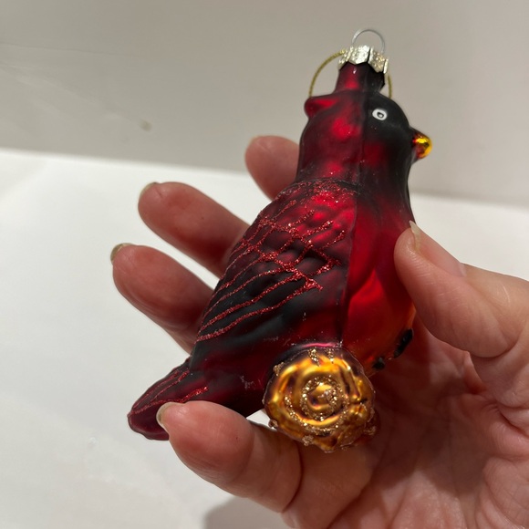 Old World Christmas Red Bird on branch ornament size 3.5” Shimmery - Picture 2 of 7